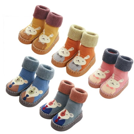 

MyBeauty Autumn Winter Baby Boys Girls Thick Non-slip Warm Soft Sole Toddler Socks Shoes Grey 13