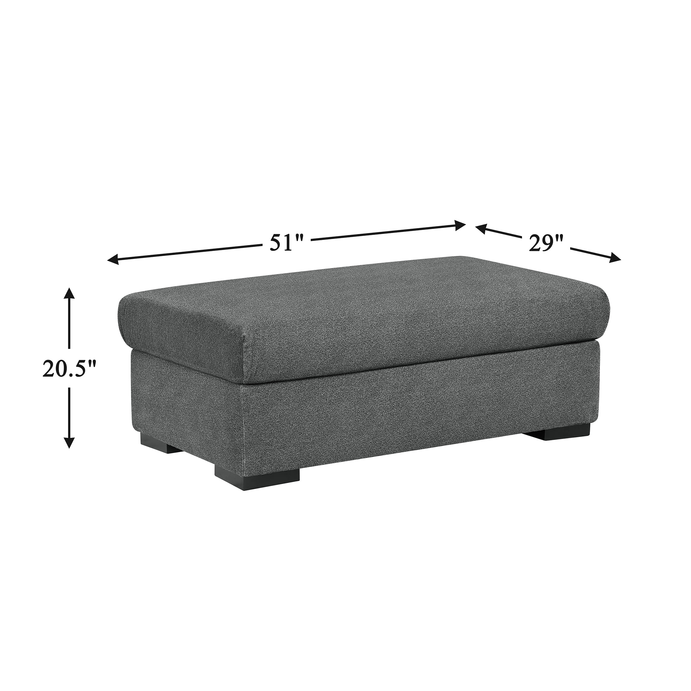 OakvillePark Avalisse Textured Microfiber Ottoman, Dark Gray
