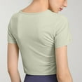 thumbnail image 4 of Lovskoo 2024 Women's Summer Workout Shirts Causal Short Sleeve Blouse Round Neck Crop Tops Twist Front Tee T-Shirt Mint Green XL, 4 of 8
