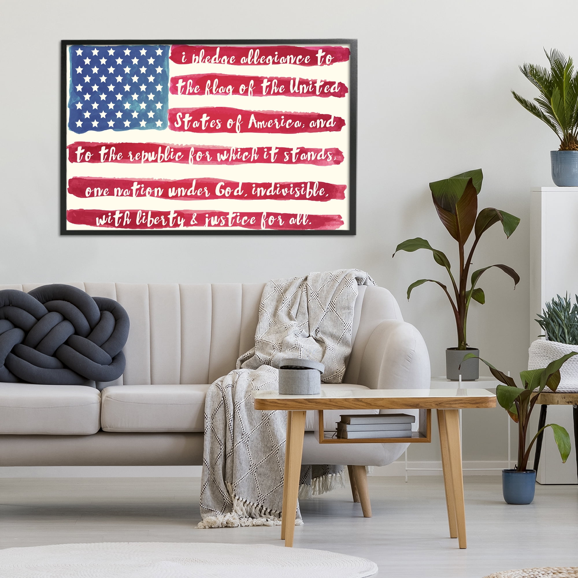Stupell Industries Pledge Of Allegiance Flag Stripes Black Framed Giclee Art, design by Sophie 6