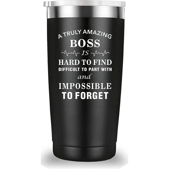 A Truly Amazing Boss is Hard To Find Travel Mug Tumbler.Boss Day,Boss Lady,Office Gifts,Leaving Appreciation Retirement Gifts for Bosses Manager Men Women.(20 oz Black)