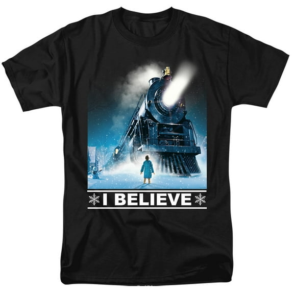 The Polar Express I Believe Unisex Adult T Shirt, Black, 2X-Large