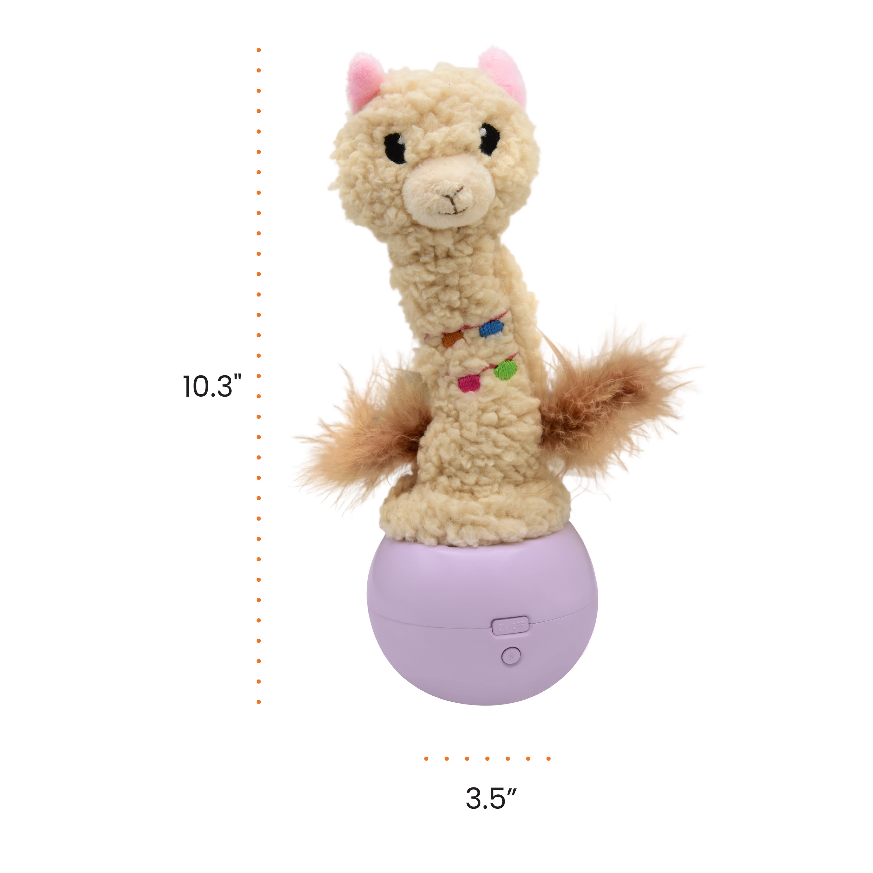 Catstages Electronic Dancing Llama Interactive Cat Toy, Wobbles and Plays Music, Battery Powered, Plush, White