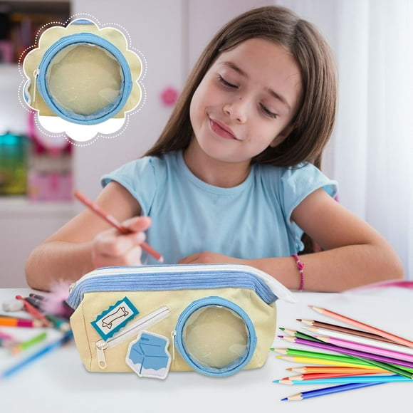 Xihbxyly Estuche con Temática Gastronómica, Bolsa de Almacenamiento de Gran Capacidad, Elegante Diseño de Bloques de Color, Versátil para Papelería o Accesorios, Perfecto para La Escuela o La Oficina