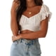 thumbnail image 1 of Top corto con volantes para mujer, top con hombros descubiertos, cuello de una línea, informal para citas, para la oficina, para ir de compras Demonsen None, 1 of 5