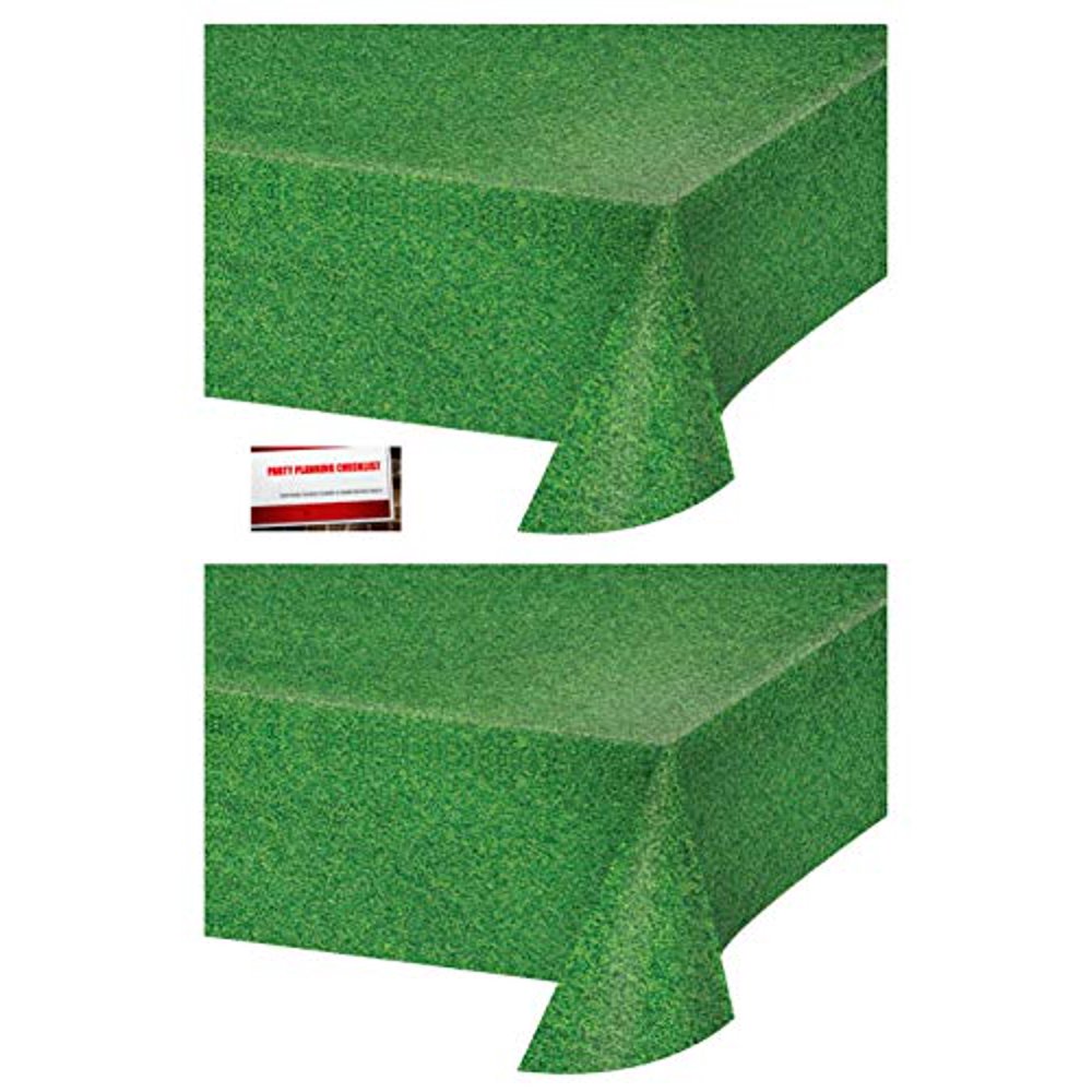 (2 Pack) Green Grass Sports Field Football Soccer Plastic Table Cover
