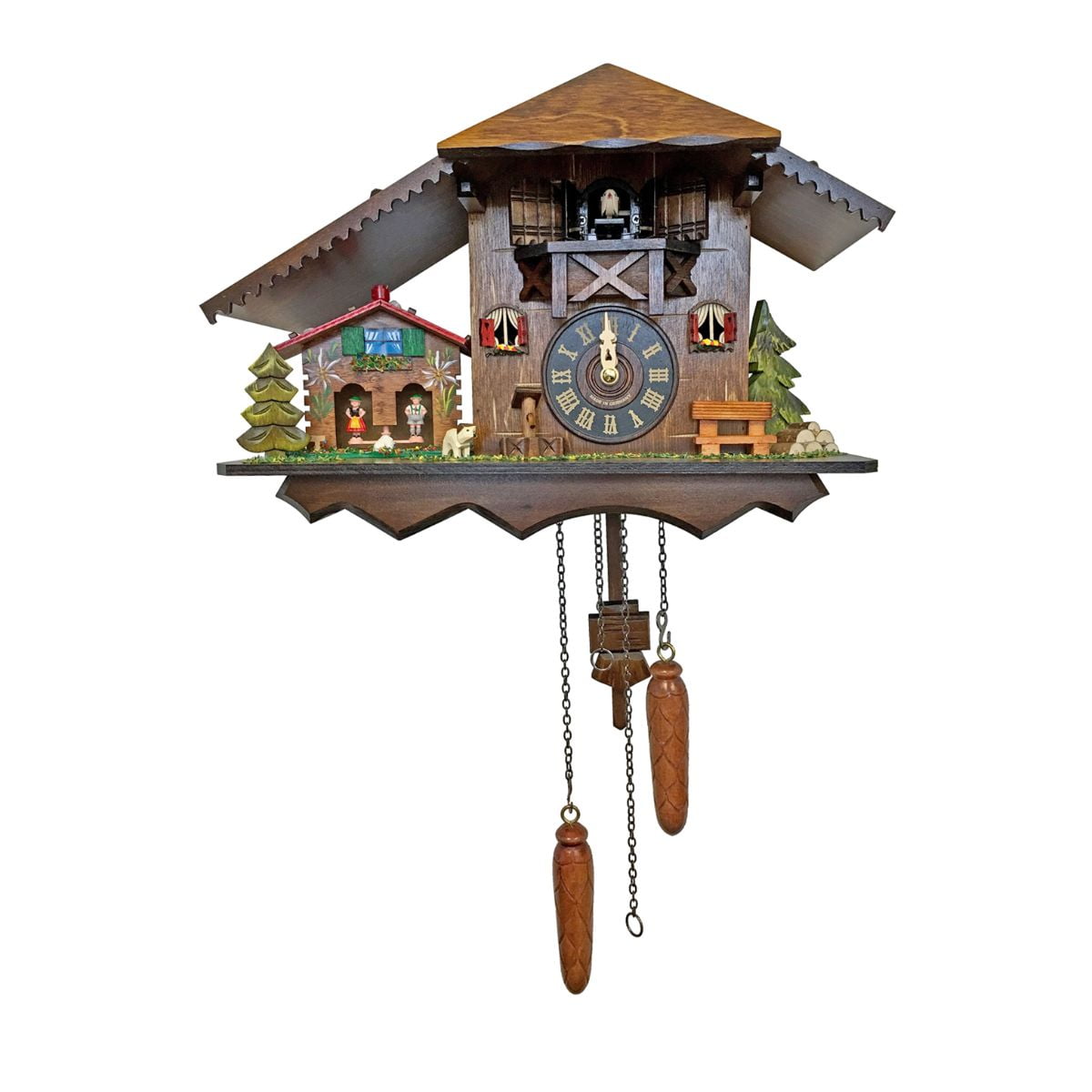 22-09P NEW 9" Cottage Style  Genuine Black Forest  CUCKOO CLOCK- Chimney sweep 