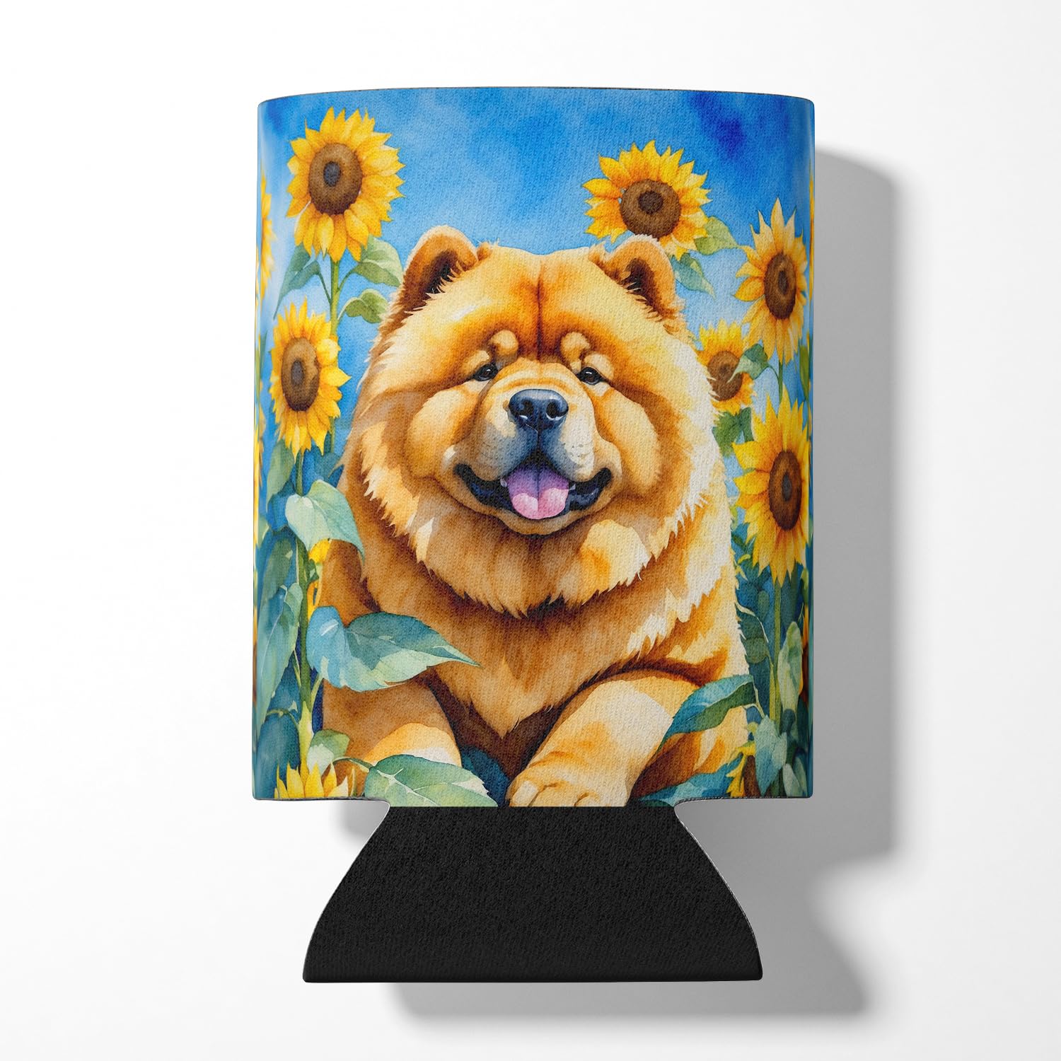 Chow Chow in Sunflowers Can or Bottle Hugger 3 in x 5 in