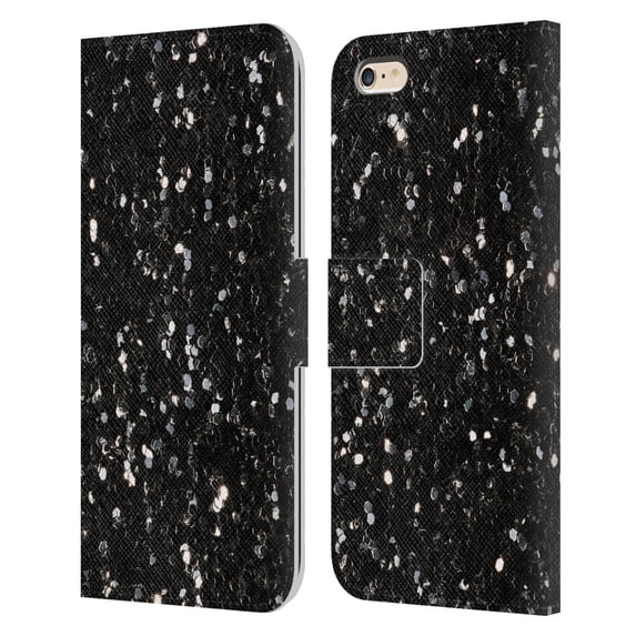 Head Case Designs Officially Licensed PLdesign Glitter Sparkles Black And White Leather Book Wallet Case Cover Compatible with Apple iPhone 6 Plus / iPhone 6s Plus