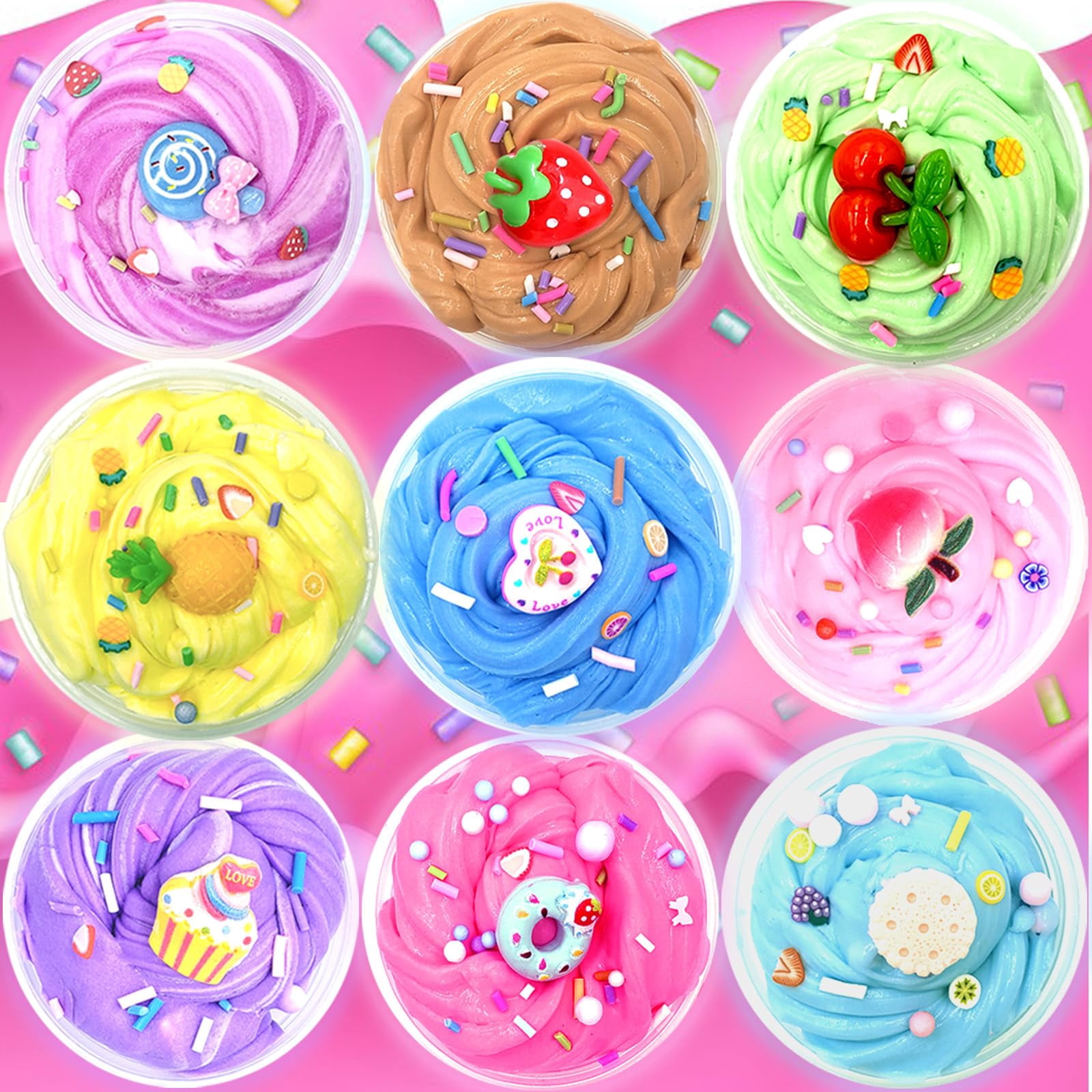 12 Pack Slime kit,DIY Butter Slime,Stress Relief Toys,Craft Toy, for Girl and Boys Party Favors,Easter Basket Fillings and Birthday Gift