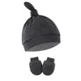 thumbnail image 4 of Hotiary 0-6M Infant Soft Warm Newborn Hat with Scratch Mitten Set Unisex Baby Solid Color Knot Beanie Hats and Mittens, 4 of 5
