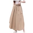 thumbnail image 2 of up to 60% off Gifts Usmixi Womens Drawstring Trousers Fashion Loose Irregular Wide Leg High Waist Long Pants Casual Solid Pocket Pants with Drawstring Khaki Free Size, 2 of 5