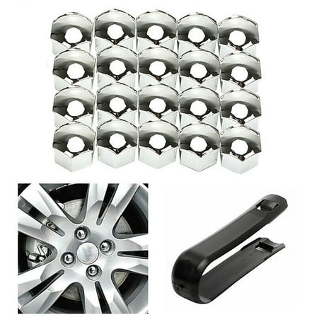 20 Pack Silver Alloy Wheel Nut Bolt Covers 17mm Smooth Car Wheel Protection Set with Removal Tool