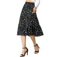 thumbnail image 5 of Allegra K Women's A-Line Floral Print Casual Midi Skirts, 5 of 6