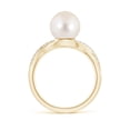 thumbnail image 2 of ANGARA Freshwater Cultured Pearl Criss Cross Shank Engagement Ring in 14K Yellow Gold for Women | June Birthstone, Birthday, Anniversary, Jewelry Gift for Women | Pearl Ring, 2 of 9