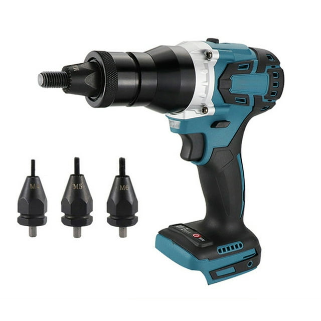 Puissant Kit de Machine à Écrou à Rivet Électrique Sans Balais Outil de Rivetage Électrique Automatique avec Têtes de Riveteuse