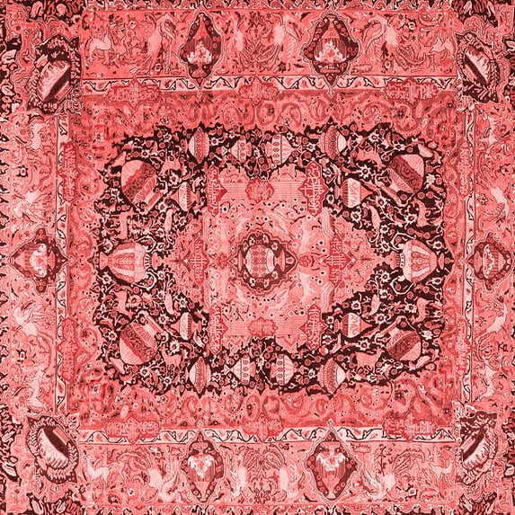 Ahgly Company Indoor Square Animal Red Traditional Area Rugs, 5' Square