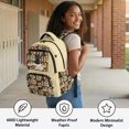 thumbnail image 4 of HELLHERO Black Cat Books Floral Large Capacity School Bags with Multiple Zipper Pockets Breathable Kids School Bag, Lightweight 17 Inch Kids Backpack for Travel Middle School, 4 of 8