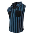 thumbnail image 4 of Men'S Sleeveless Hoodie With Dual Pockets Striped Knit Tank Top Casual Breathable Athletic Shirt For Workout Gym And Outdoor Activities Tank,Blue,M, 4 of 6