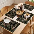 thumbnail image 5 of Black Spring Floral Placemats Set of 6 Elegant Pastoral Flowers Birds Retro Art Place Mats Indoor Wipeable Table Mats Washable Dining Table Placemats for Kitchen Holiday Party Home Decor 13x19 Inch, 5 of 9