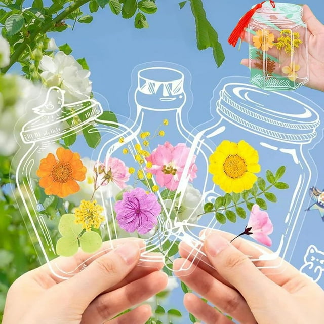 Thousand Flower Bookmark, DIY Transparent Dried Flower Bookmarks for Pressed Flowers, DIY Transparent Bookmarks for Dried Flowers, Clear Acrylic Bookmark (80)