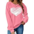 thumbnail image 2 of Valentine's Sweatshirt for Women 2026 Love Heart Graphic Pullover Crewneck Long Sleeve Tops Valentines Sweatshirt Hot Pink L, 2 of 5