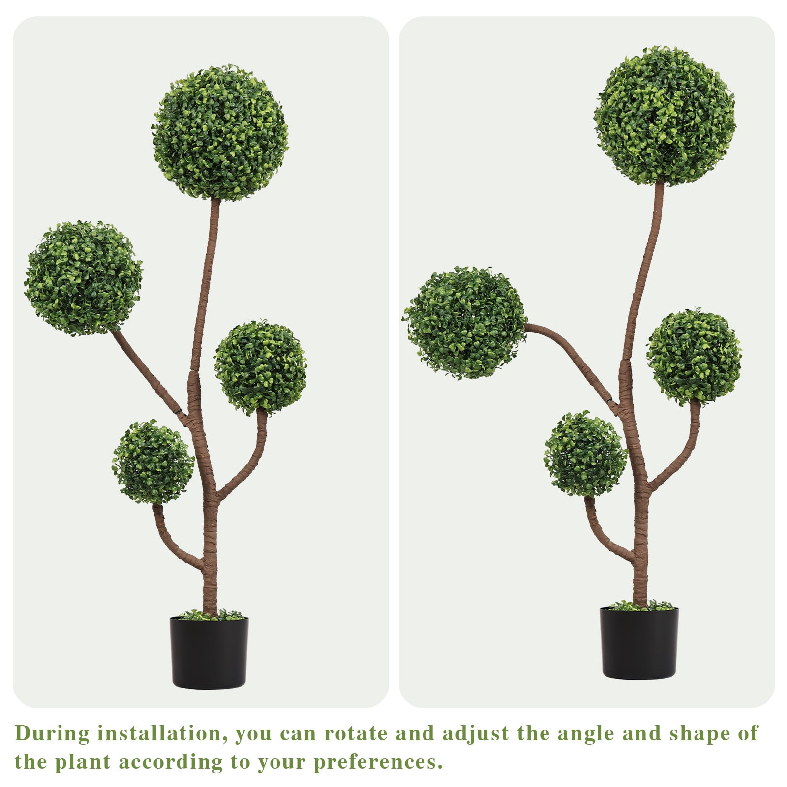 4ft Spiral Topiary Trees Artificial Outdoor Set of 2, 47.2 inch Faux Boxwood Plants Outside - All-Year Green Fake Twisted Tree for Garden Front Porch Planter Decor 4 Foot
