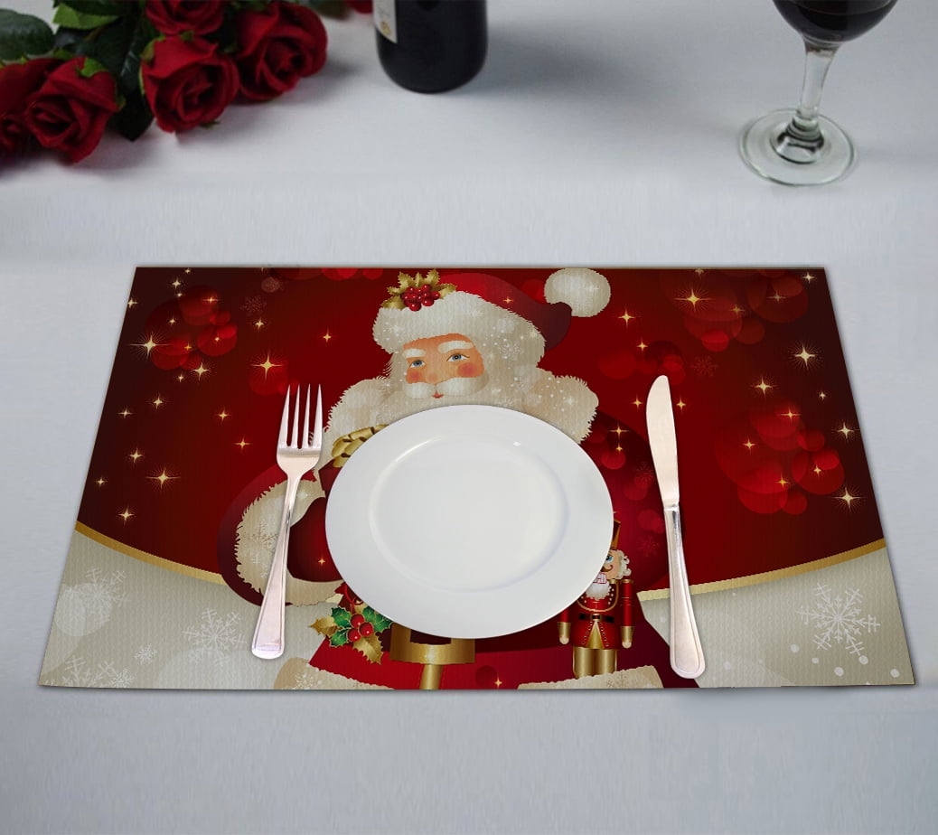 GCKG Merry Christmas Xmas Santa Claus Placemats 12x18 inches Set of 2