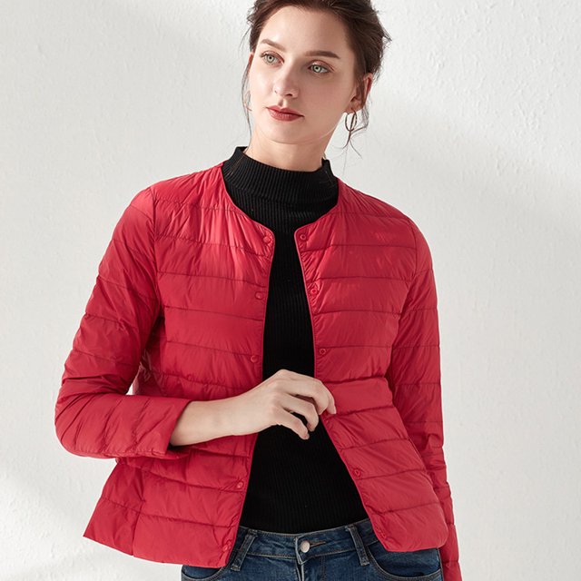 Chaqueta corta ajustada sin cuello para mujer, Chaqueta corta ajustada con cuello redondo de talla grande, estilo delgado