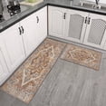 thumbnail image 3 of 2 Piece Bohemian Brown Ethnic Rug Rug Kitchen Rug Set, Decor Kitchen Rugs, Absorbent Non-Slip Washable Floor Mats, Home Indoor Runner Rugs 17"x47"+17"x30", 3 of 7