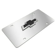 Chevrolet 3D Black Bowtie Logo Mirror Chrome Stainless Steel License Plate