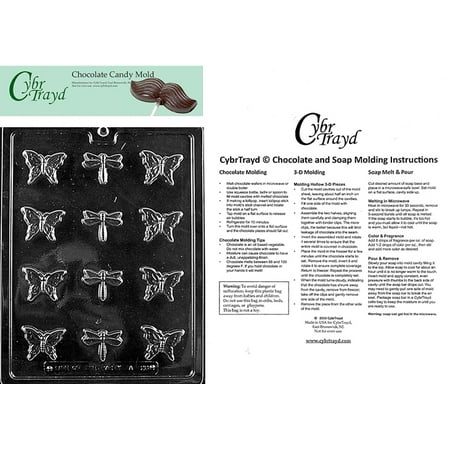 Butterfly Chocolate Mold Bite Size Butterfly & Dragonfly Chocolate Candy Mold with Exclusive Cybrtrayd Copyrighted Molding Instructions ()
