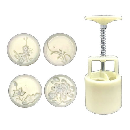 

50g Moon Cake Mold 4 Plum Orchid Stamps Mooncake Hand Pressure Pastry Mould DIY Bakware Mid-autumn Festival