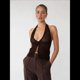 thumbnail image 4 of Camisola Corta con Cuello Halter y Lazo Frontal de Crochet para Mujer, para Playa Color Café L, 4 of 6