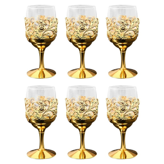 deevoka Vintage Goblet Engraving Handmade Reusable Party Supplies Desktop Decoration 6pcs