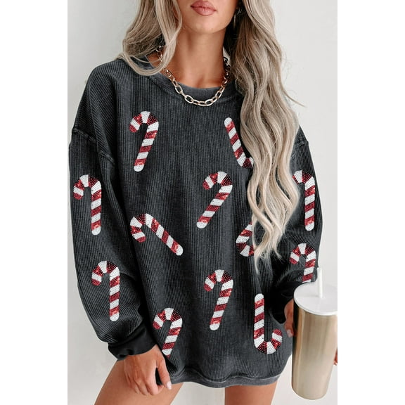 Casuashion Sparkling Christmas Knit: Sequin Candy Cane Sweater!