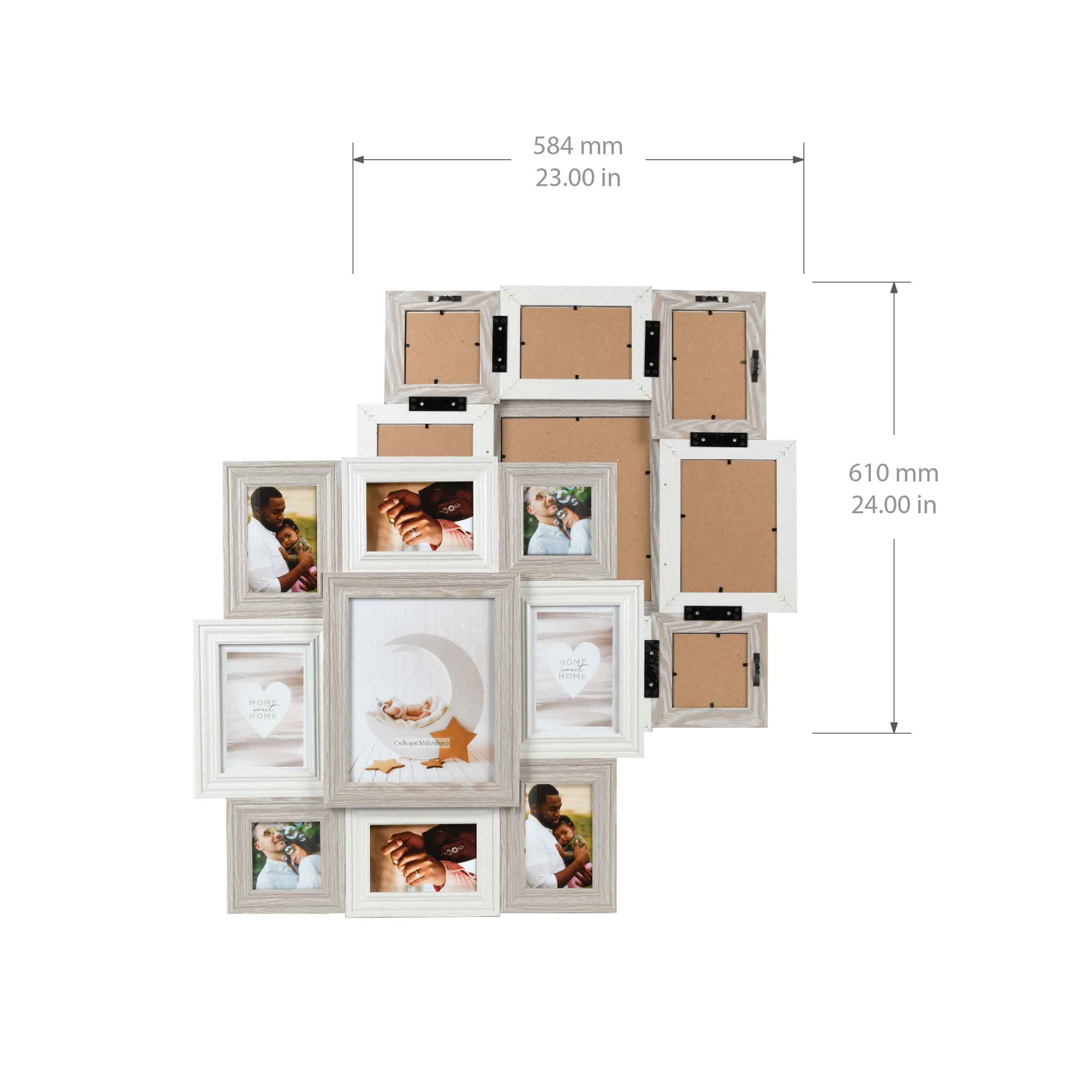 Prinz 6-Opening, for 4x6, 4x4, and 5x7 Photos, Collage Picture Frame,  White-Natural