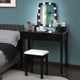 thumbnail image 3 of Gymax Ensemble de Coiffeuse avec Miroir Éclairé, Commode Réglable à 10 Ampoules, 4 Tiroirs, Noir, 3 of 9