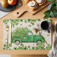 thumbnail image 2 of St. Patrick's Day Placemats Set of 12, Green Shamrocks Truck Plants Retro Beige Placemats for Dining Table, Place Mats for Kitchen Tabletop, Waterproof Wipeable Dining Table Mats Set, 2 of 9