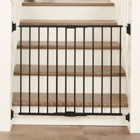 Regalo Extra Wide 2-in-1 Metal Stairway & Hallway Baby Safety Gate with Mounting Kit, Ages 6–24 Months, Black