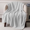 thumbnail image 3 of Throw Blanket for Couch Solid Color Soft Fleece Flannel Blankets Cozy Lightweight Blanket for Home Sofa Living Room Light Grey Pearl Grey Bed Throws 60" x 80", 3 of 9