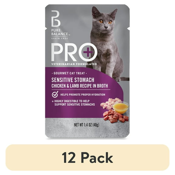 (12 pack) Pure Balance Pro  Sensitive Stomach Chicken & Lamb Recipe in Broth, 1.4 oz
