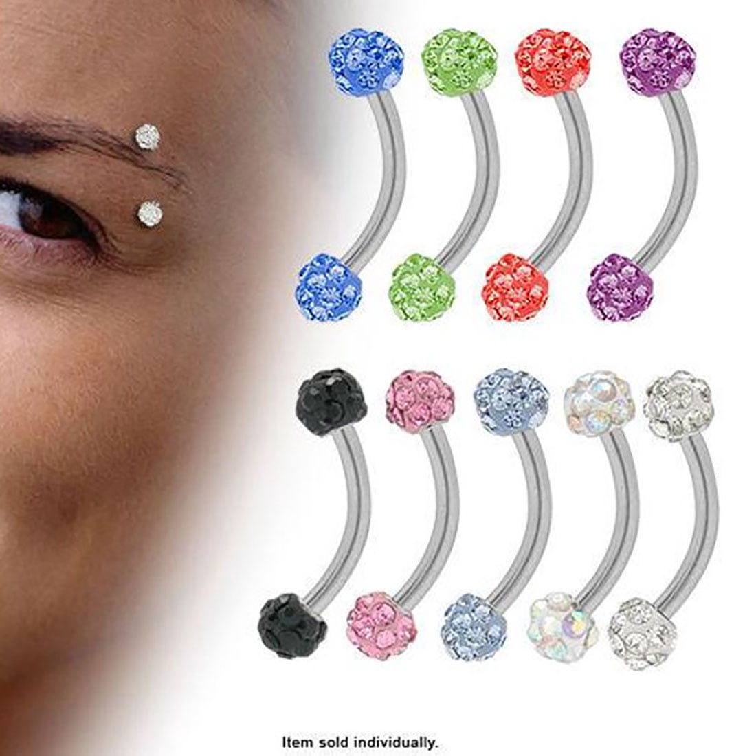 1Pc Surgical Steel Eyebrow Nail Banana Ring Piercing Bar Diamond Pentacle  Brows Eyebrow Jewelry | Wish