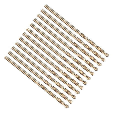 FRKSMD-2.1mm Drill Bit Jobber Straight Shank M35 Cobalt 5% High-Speed Steel 135&deg; Gold Finish for Stainless Steel Hard Metal - 12 Pack