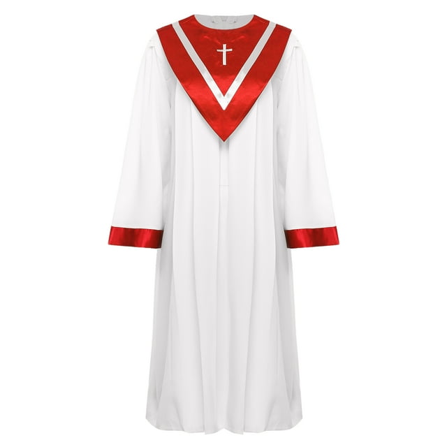 dPois Robe de Prêtre Prédicateur pour Femmes et Hommes Adultes, Robe d'Église, Costume de Clerc en Pulpe, Rouge M/160