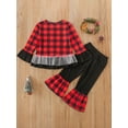 thumbnail image 3 of Qiylii Toddler Girls Christmas Outfits Santa Printed Tops+Flared Trouser, 3 of 9