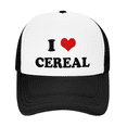thumbnail image 2 of I Heart Cereal Love Food Funny Trucker Hat Mesh Cap Unisex Black, 2 of 5