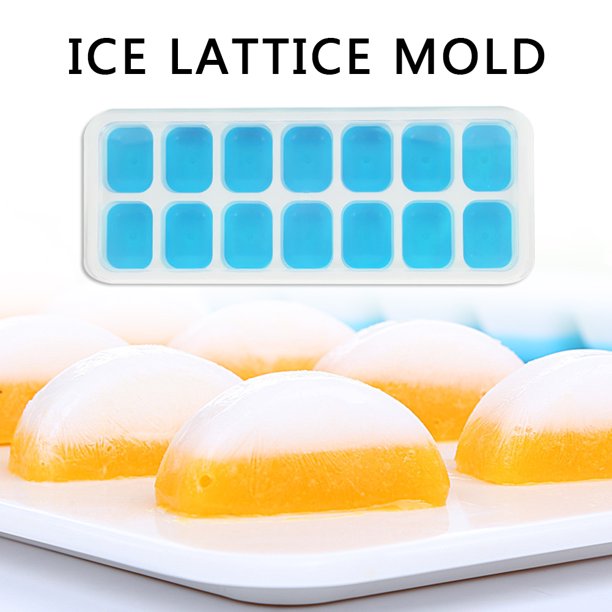 Batería de Cocina 14 rejillas DIY molde de celosía de hielo moldes de chocolate de silicona con tapa (azul) Wdftyju Libre de BPA