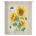 thumbnail image 2 of Sunflowers Sheer Curtains 45 Inches Long, Farmhouse Botanical Yellow Flowers Bee Retro Light Filering Curtains, Breathable Simi Curtain Privacy Drapes for Kitchen Bathroom Small Window Treatment, 2 of 9