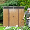 thumbnail image 2 of CarButler 6x5ft Metal Outdoor Storage Shed with Transparent Plateand and Lockable Sliding Doors for Garden Backyard Patio Coffee, 2 of 7